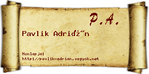 Pavlik Adrián névjegykártya