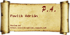 Pavlik Adrián névjegykártya